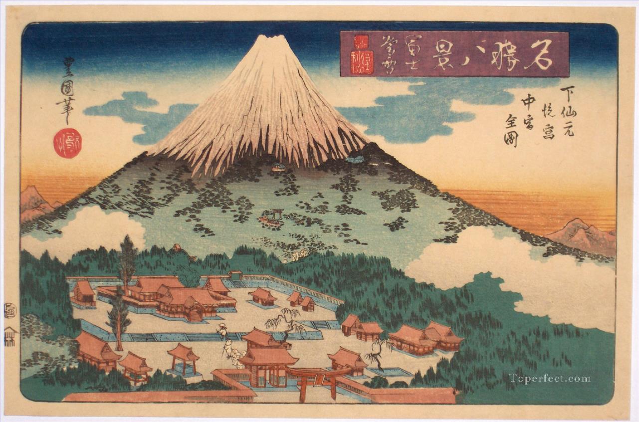 evening snow on fuji from a set of eight famous views published by iseya rihei Utagawa Toyokuni Japanese Oil Paintings